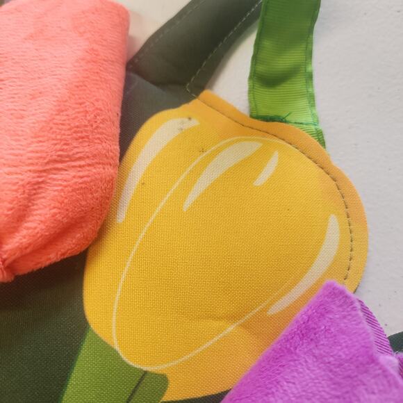 Spring Welcome Felt Door Hanger with  Black and White Check 3D Tulips 21 in long - Picture 8 of 8